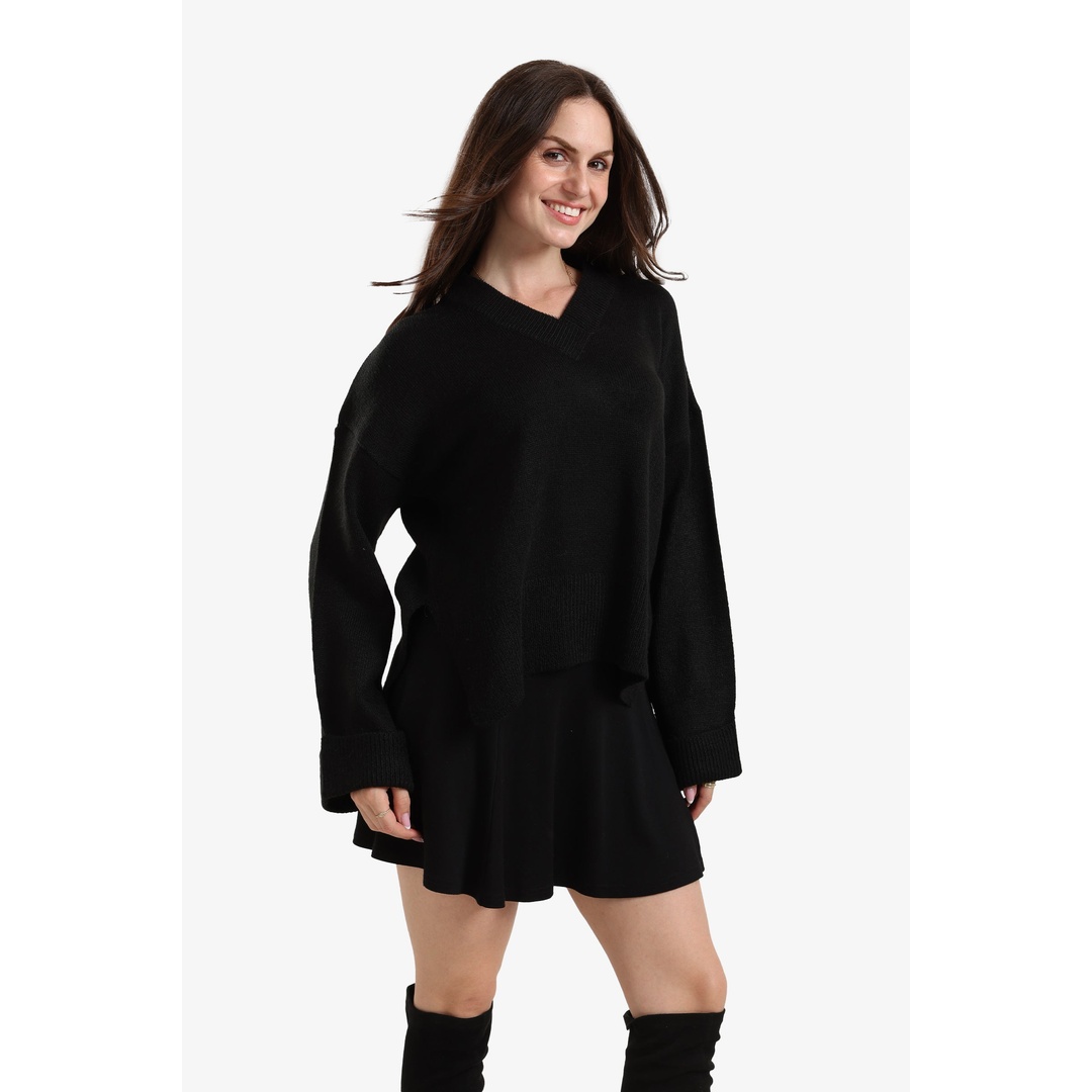 بلوفر صوف بحافة مطوية - 18172