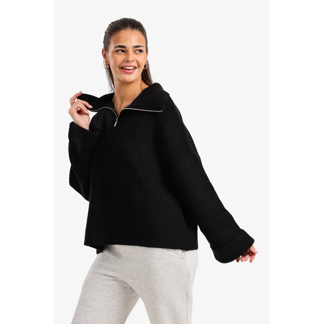 بلوفر صوف محبوكة بنصف سوستة - 18173