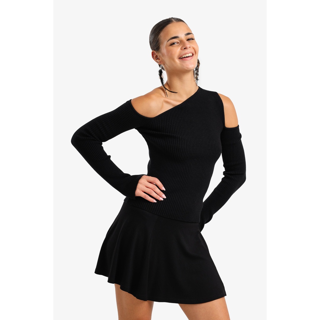 بلوفر صوف مضلعة بفتحات - 18186