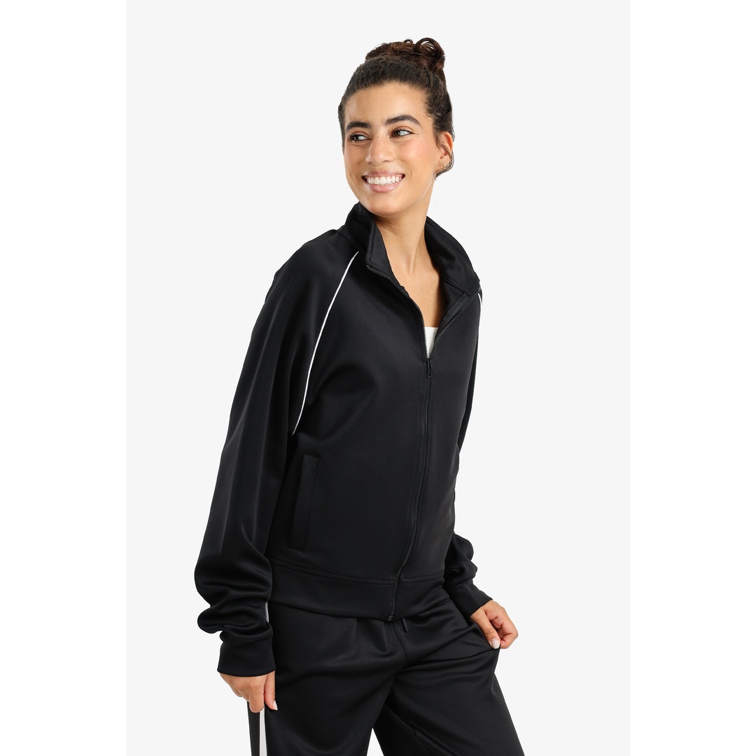 جاكيت استرخاء بسوستة - أسود - 18290