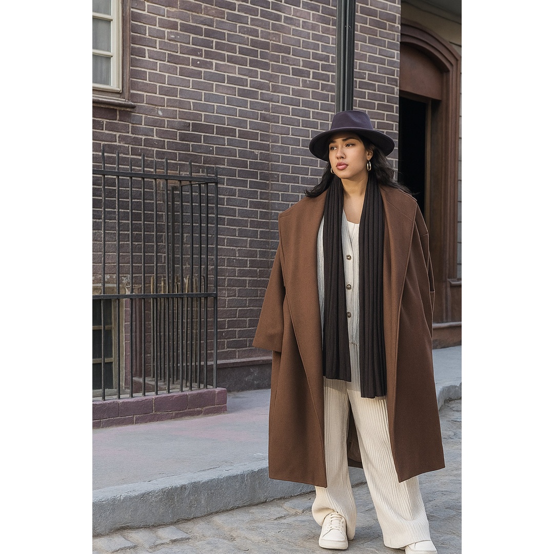 بالطو ميدي بياقة مدببة - 18299