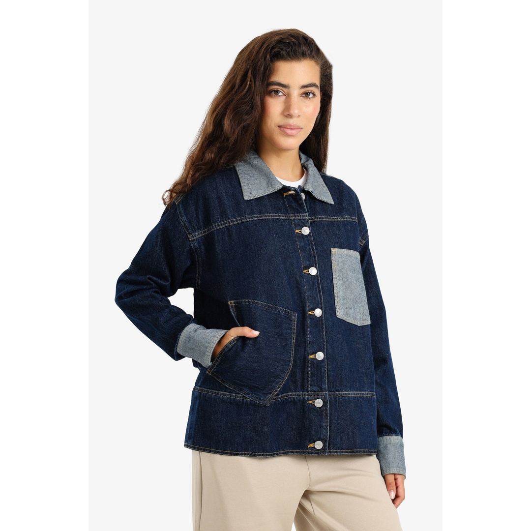 جاكيت جينز بلونين - كحلي - 18302