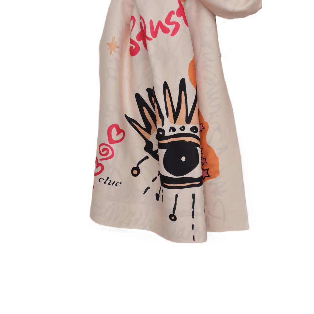 شال مطبوع برسومات - بيج - 18312