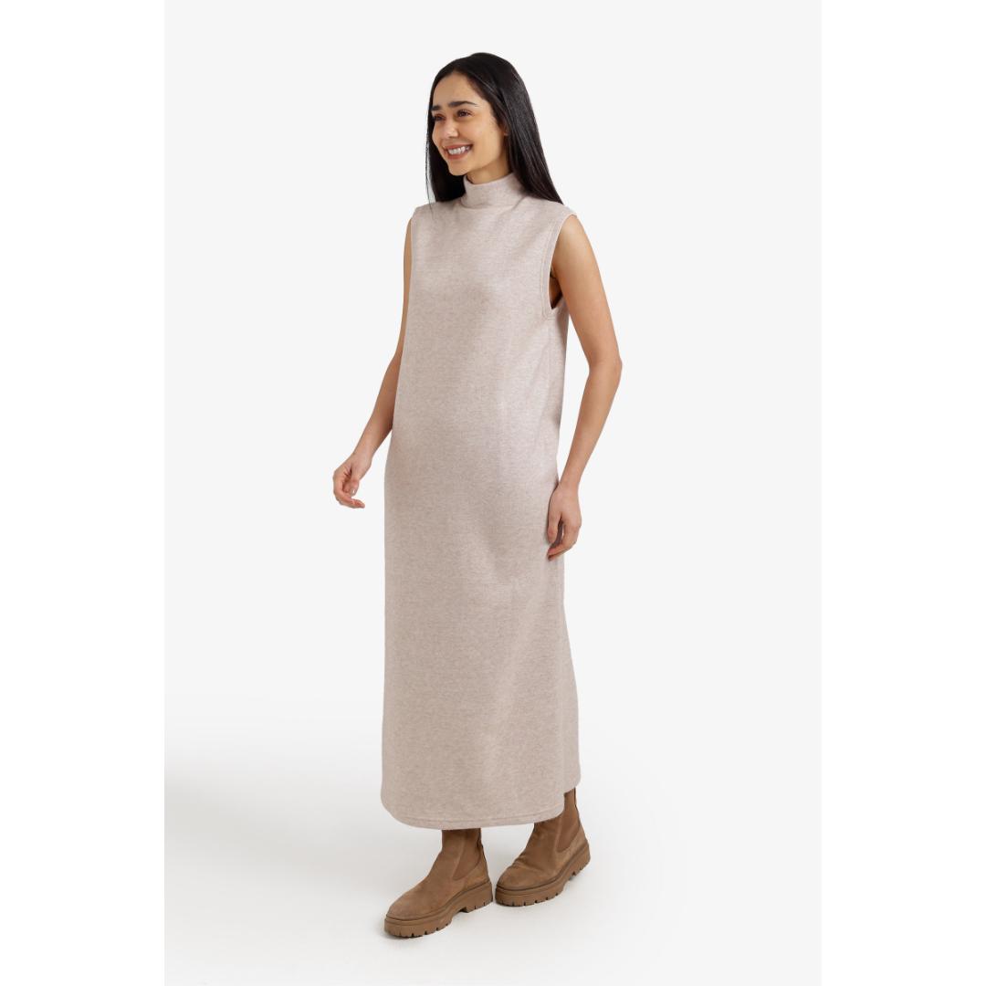 فستان ميدي بياقة عالية حريمي - 18360