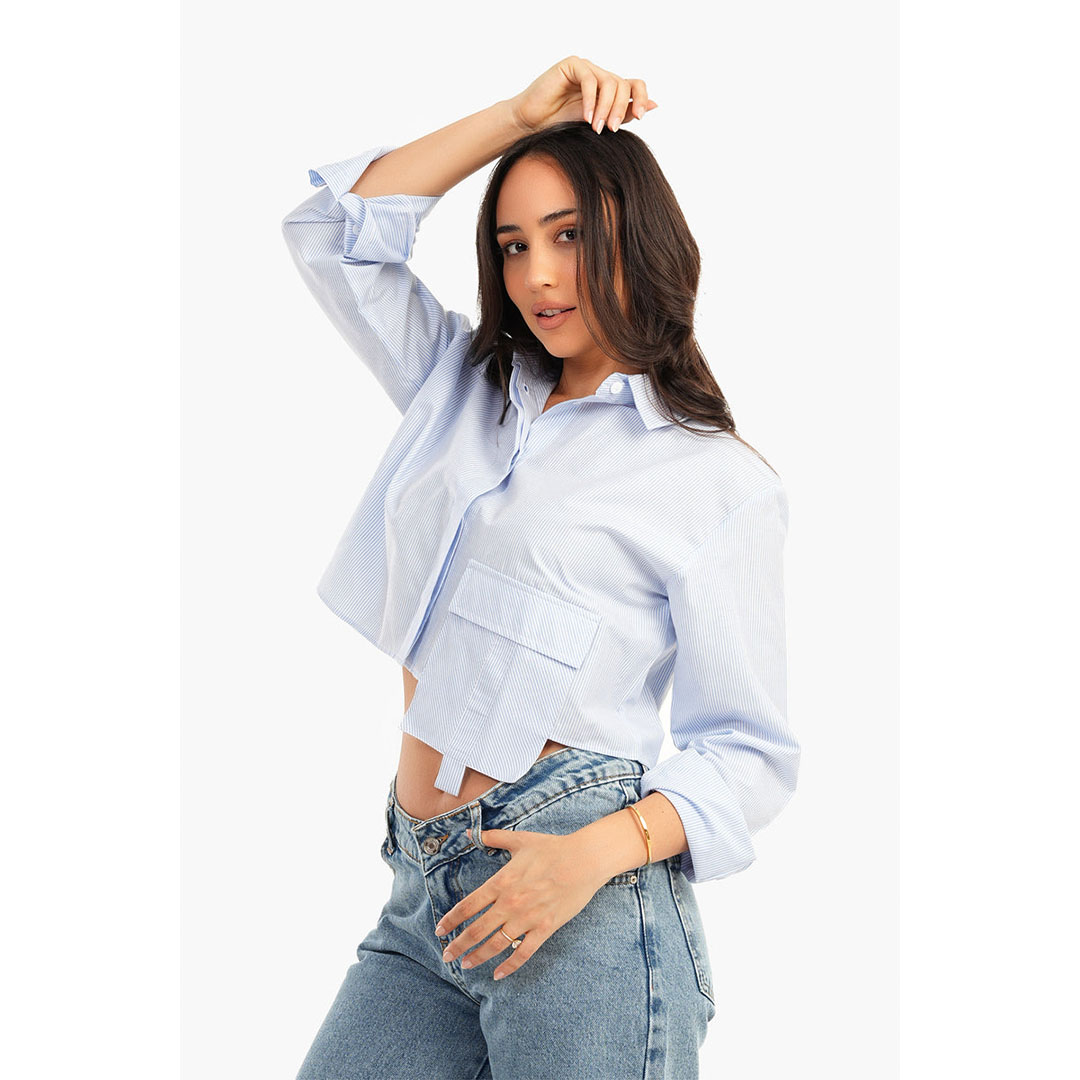 قميص كارينا قصير حريمي كاجوال - أزرق 55786