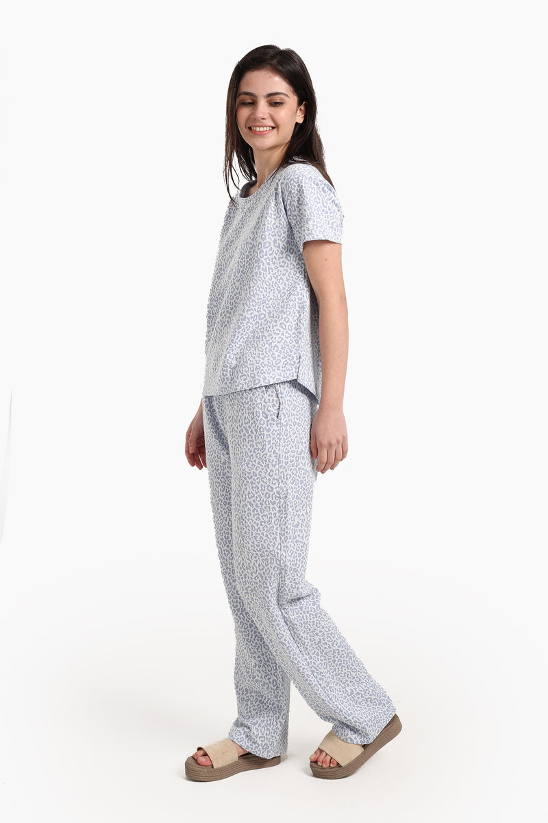 طقم بيجامة كارينا بطبعة جلد النمر - رمادي 56278