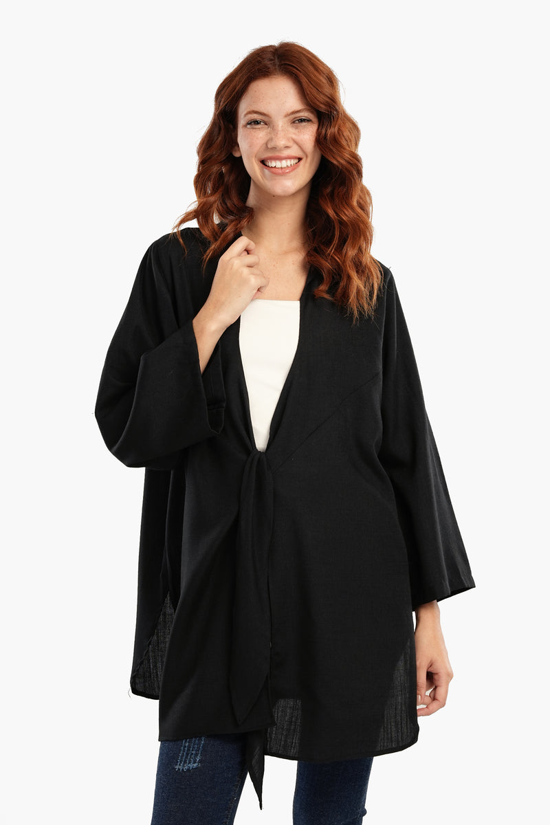 كيمونو كارينا بربطة أمامية - أسود 56377