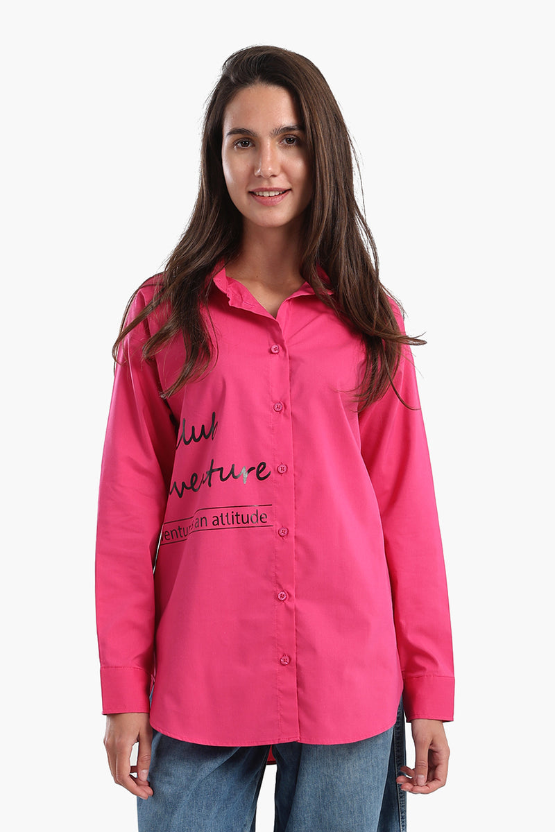 قميص كارينا مطبوع من جانب واحد - فوشيا 56479