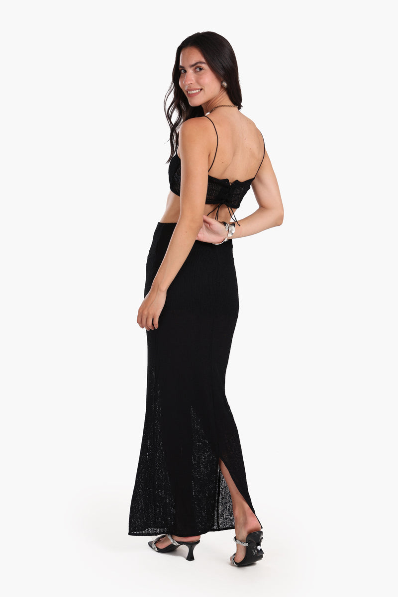 طقم شاطئ كارينا محبوك - قطعتين - أسود 56801