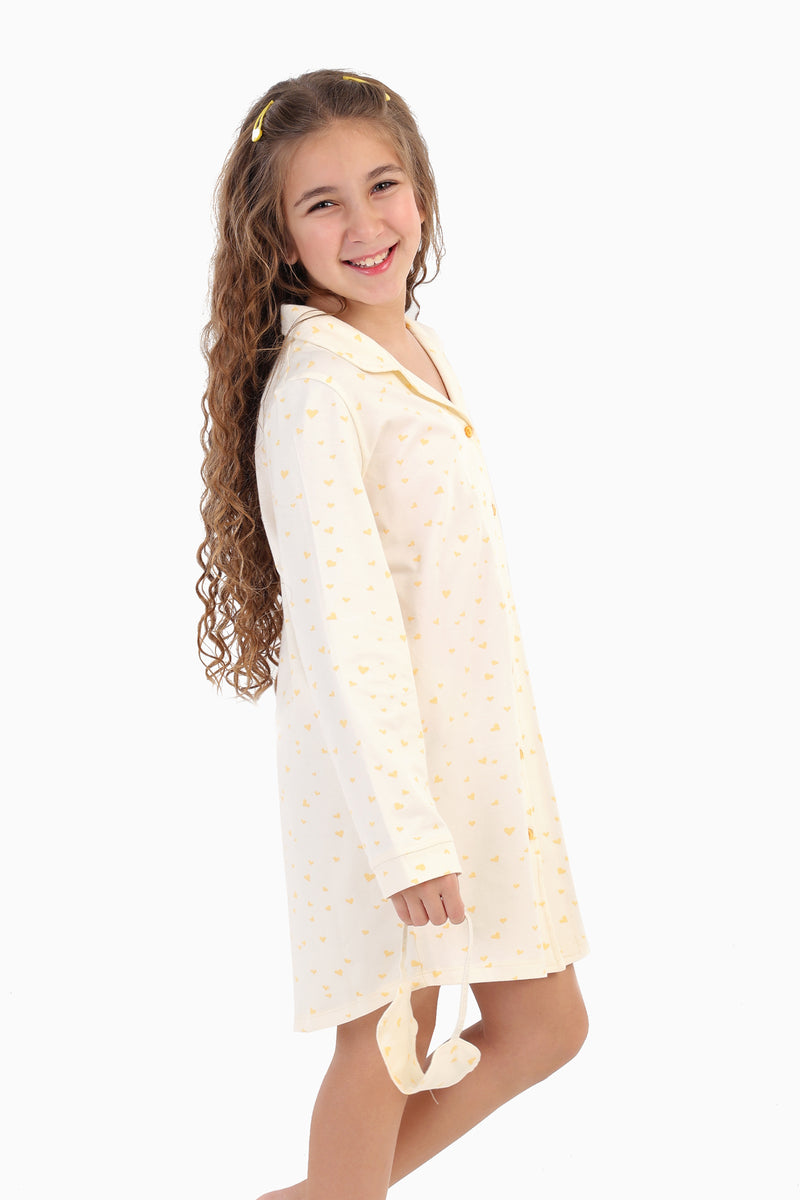 قميص نوم كارينا قطن للبنات مع قناع نوم 56929