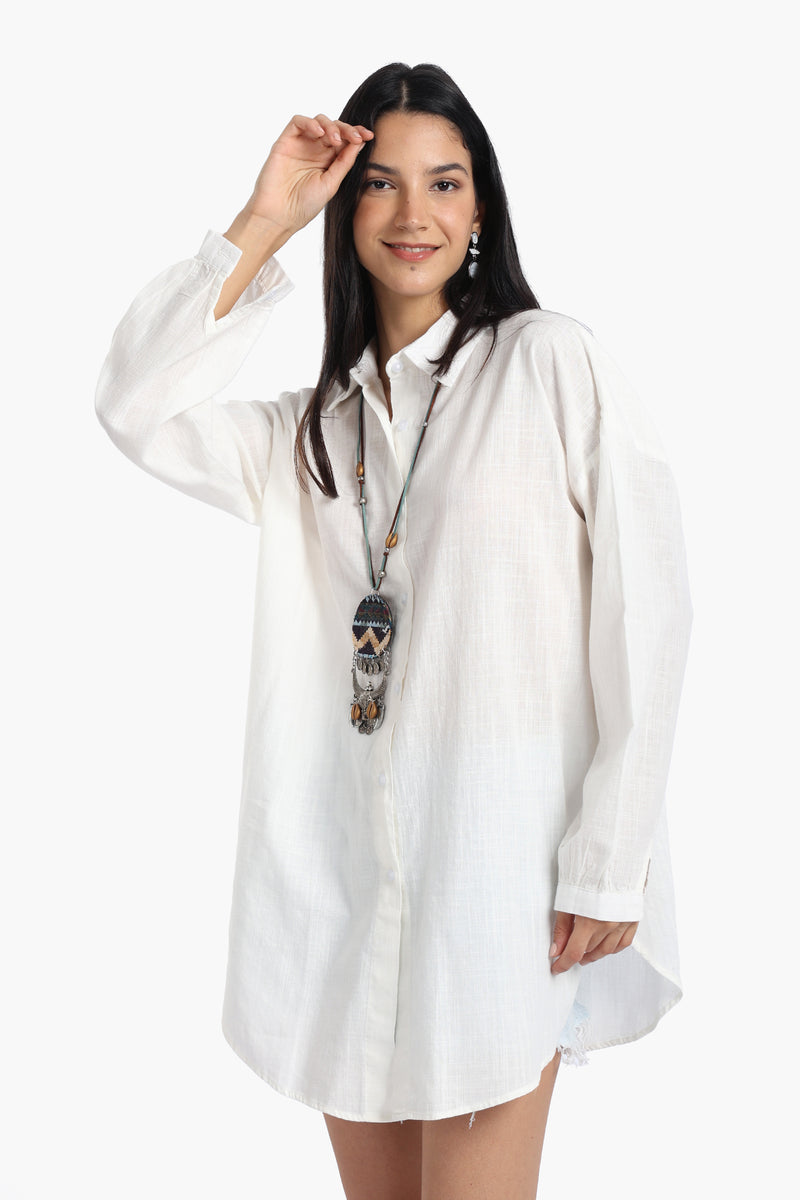 قميص كارينا كتان بكتف واسع 56953