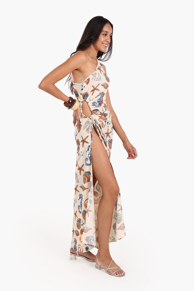 فستان كارينا للشاطئ بنقشة صدفة البحر 57185