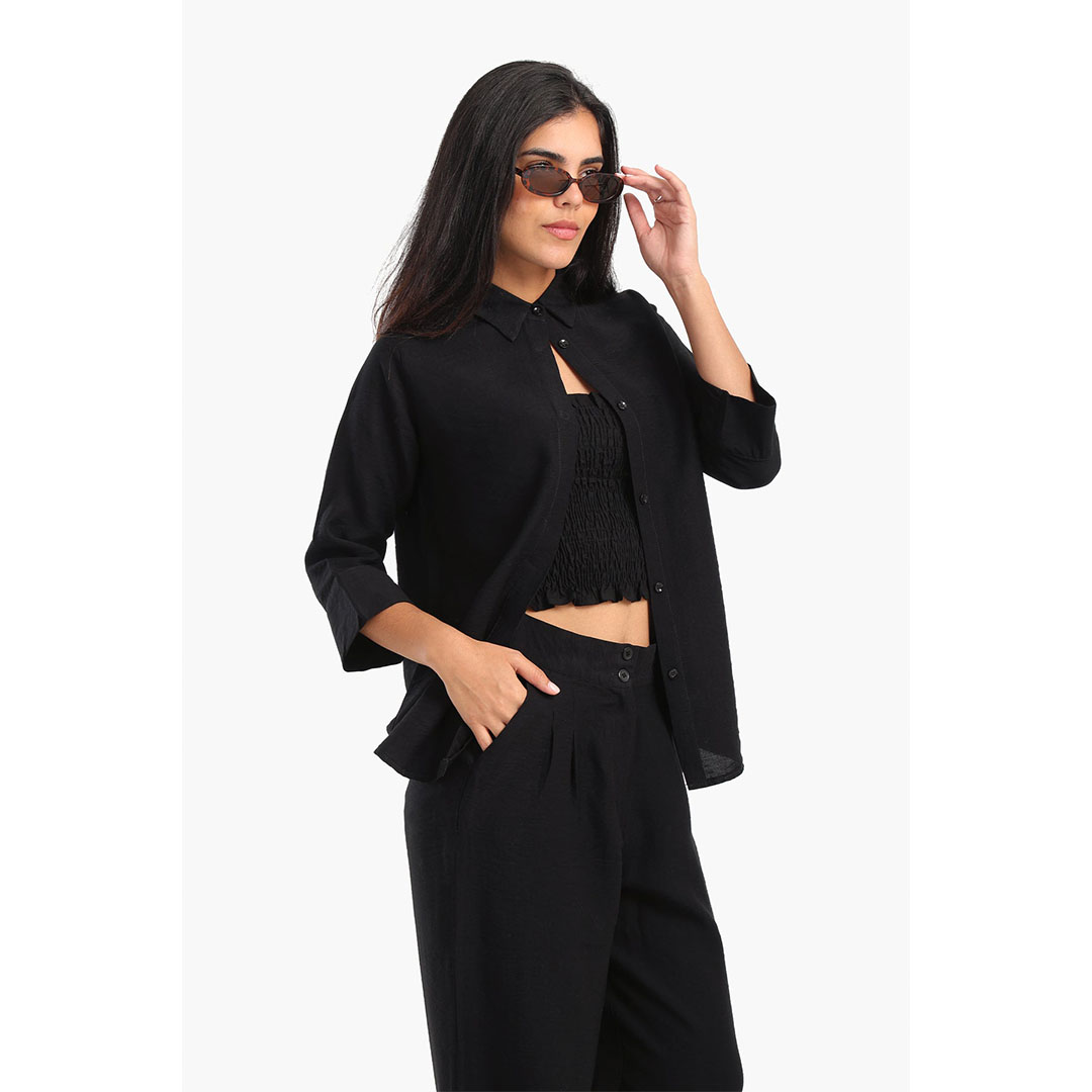 قميص مع شريط مخفي كامل حريمي