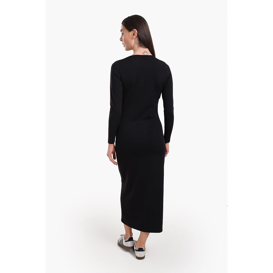 فستان ميدي أنيق بقصّة Slim Fit حريمي - أسود
