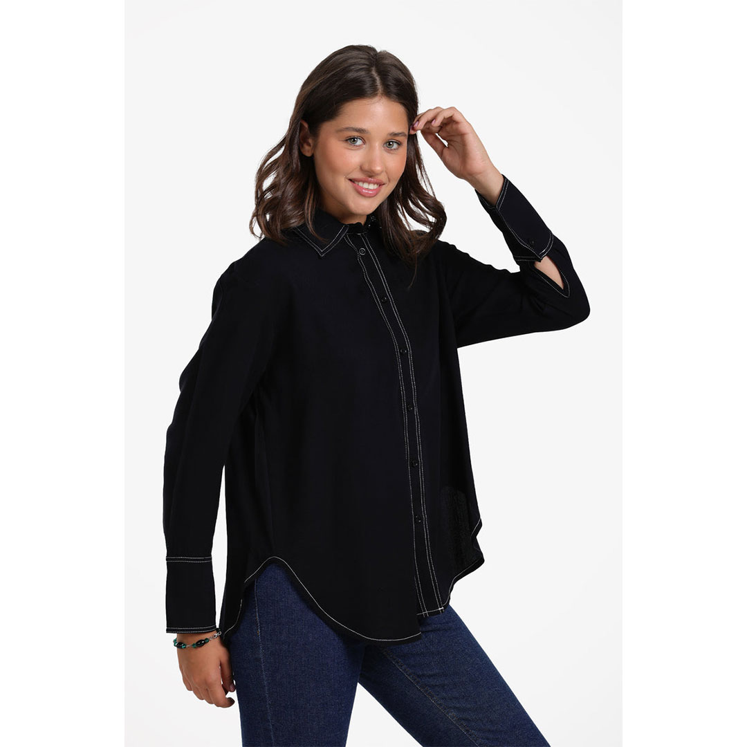 قميص بخياطة متباينة حريمي