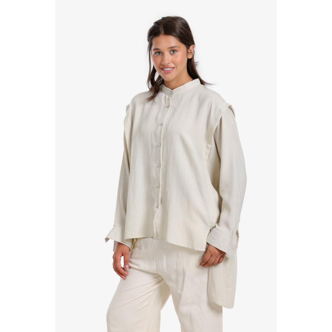 قميص بحافة غير متماثلة حريمي - 18040