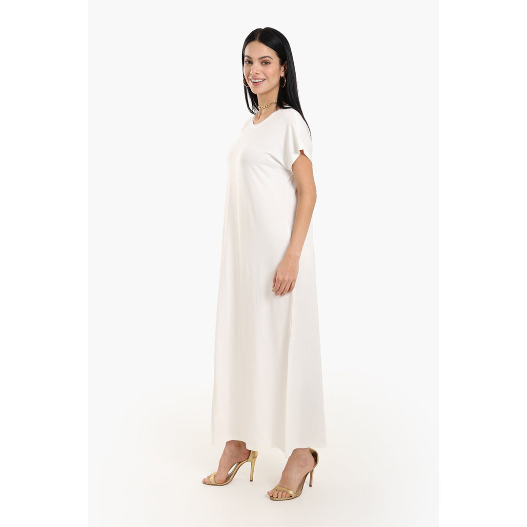 فستان فيسكوز سهل الارتداء طويل حريمي - أوف وايت