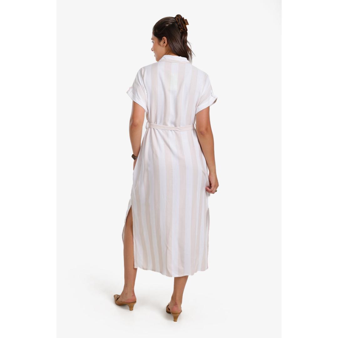 فستان قميص مخطط فوال حريمي - 18093