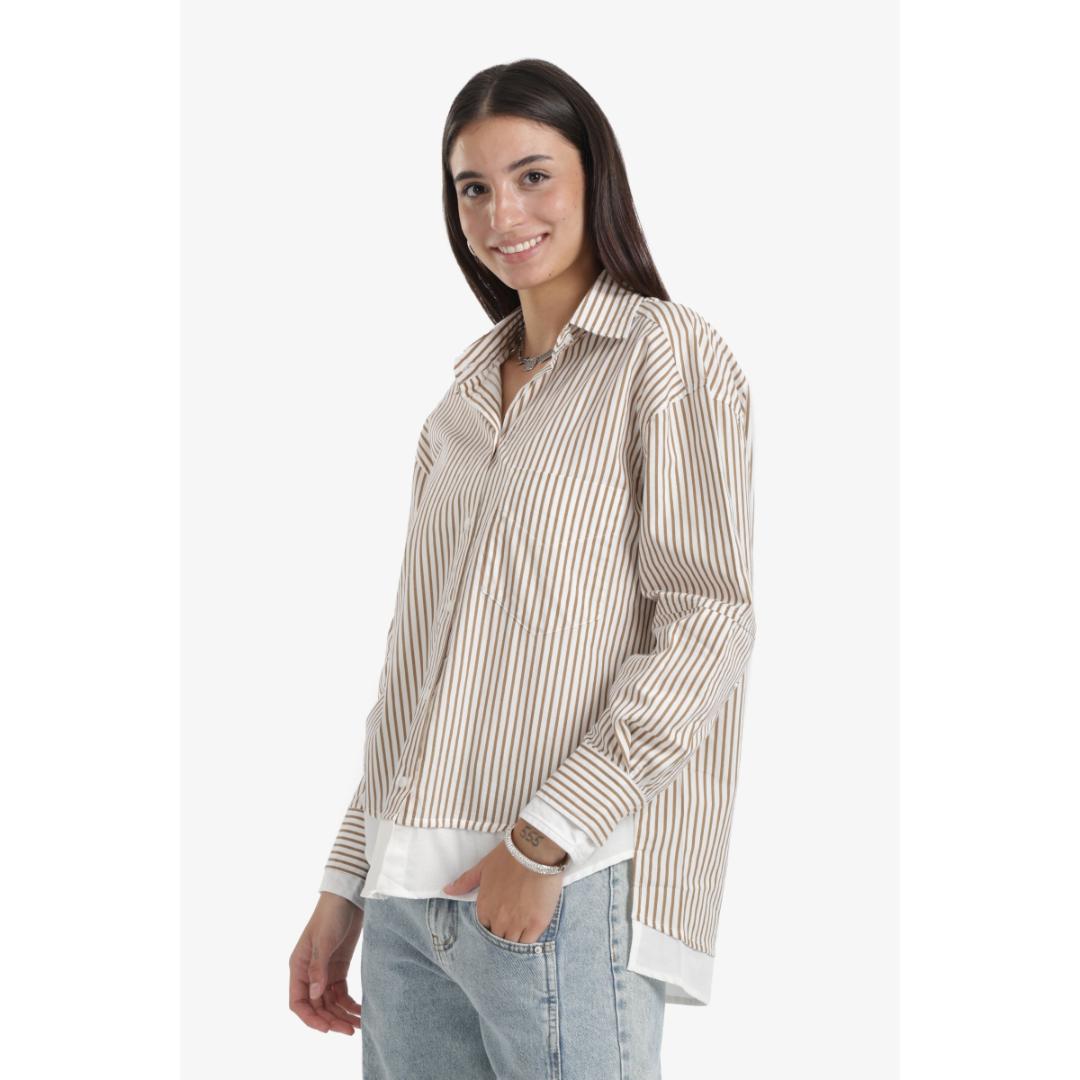 قميص بتصميم غير متماثل حريمي - 18095