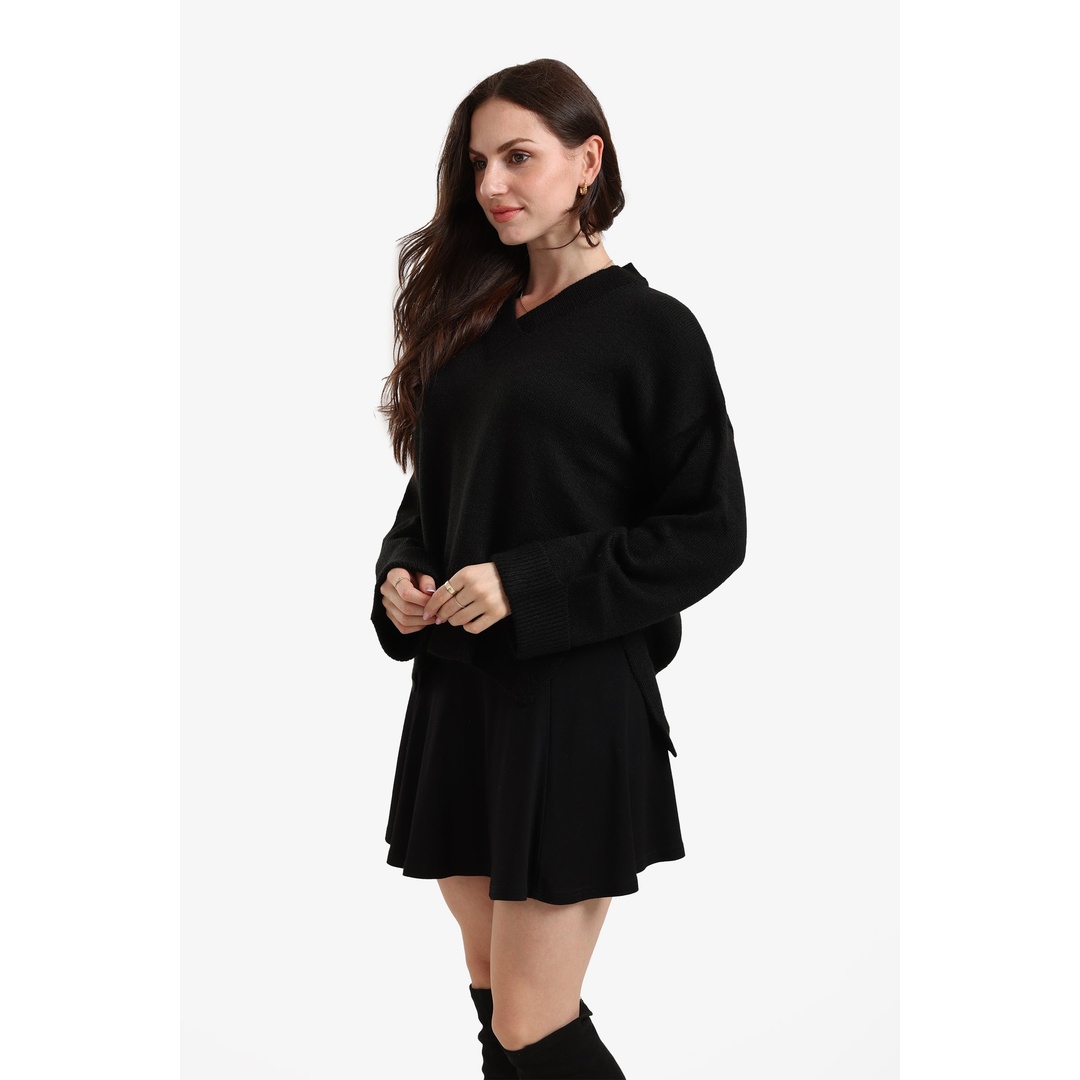 بلوفر صوف بحافة مطوية - 18172