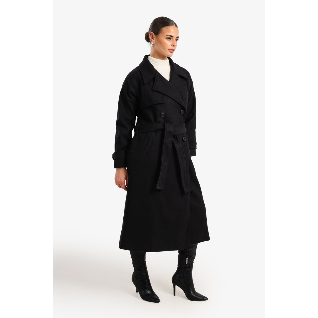 بالطو صوفي مزدوج الصدر - 18208