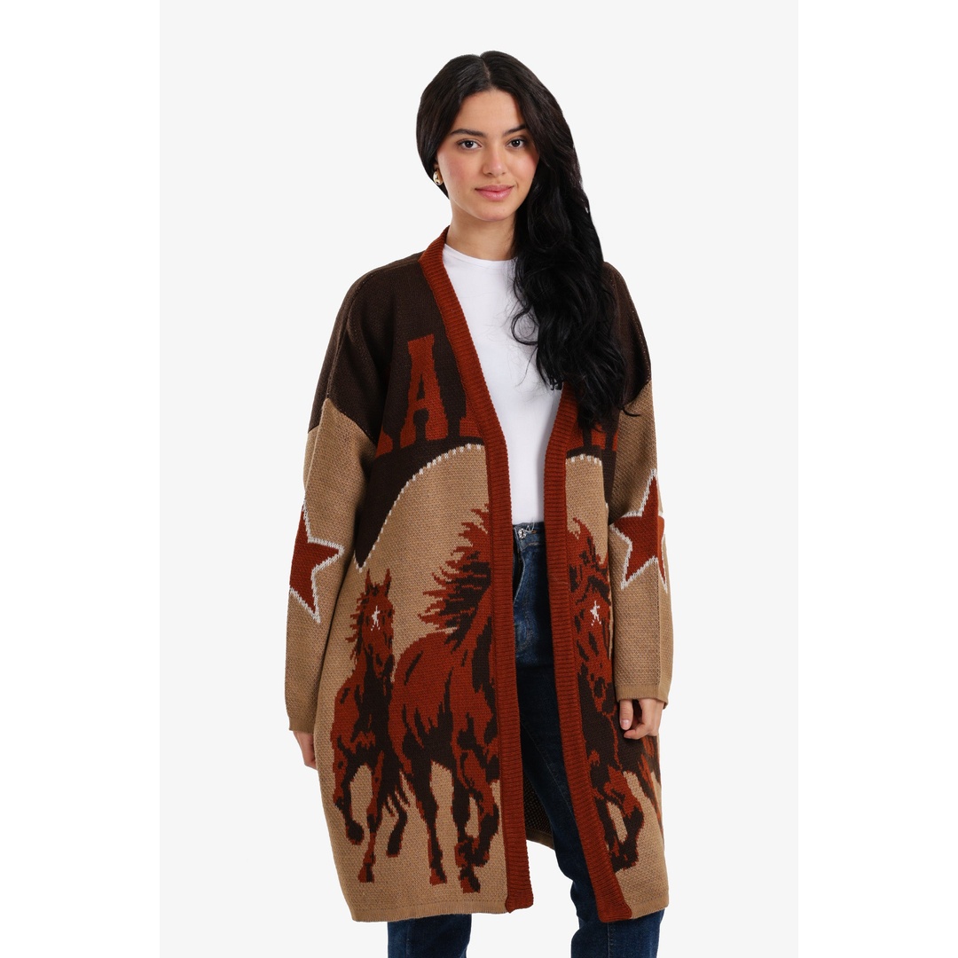 كارديجان مفتوح بتصميم غربي - كافية - 18238