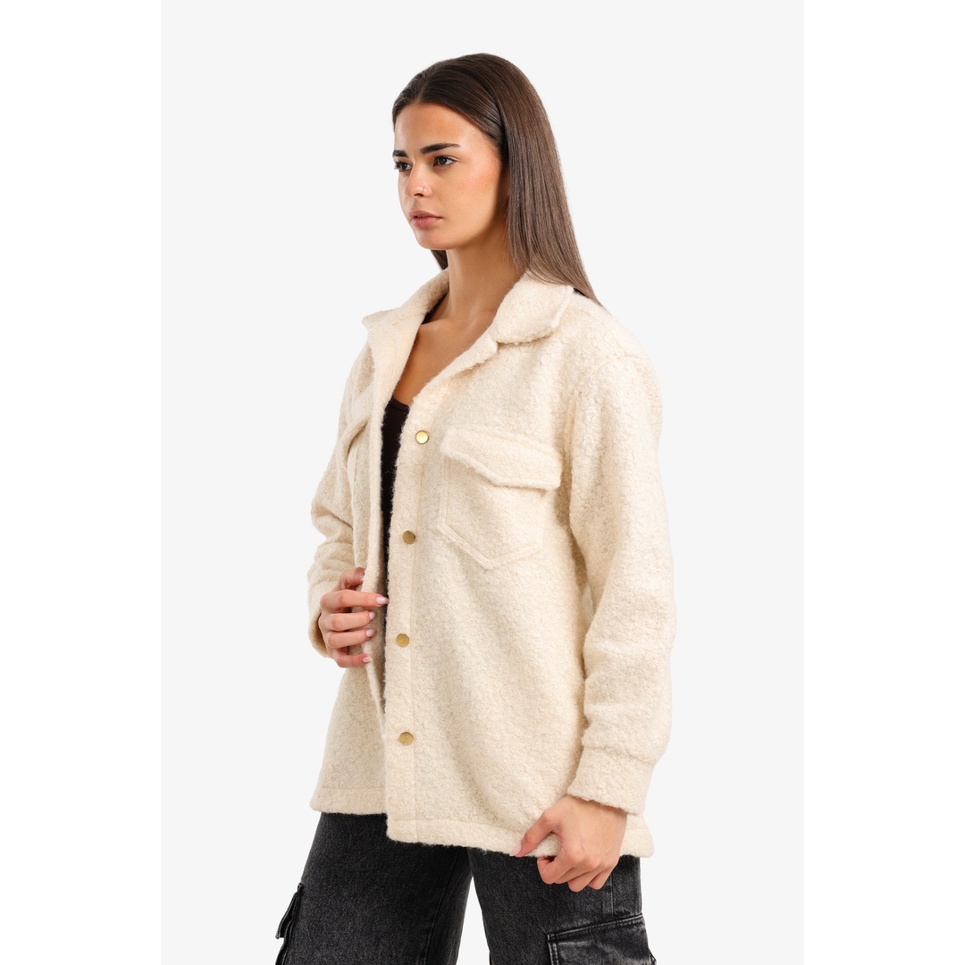 قميص خارجي بجيوب على الصدر - أوف وايت - 18248