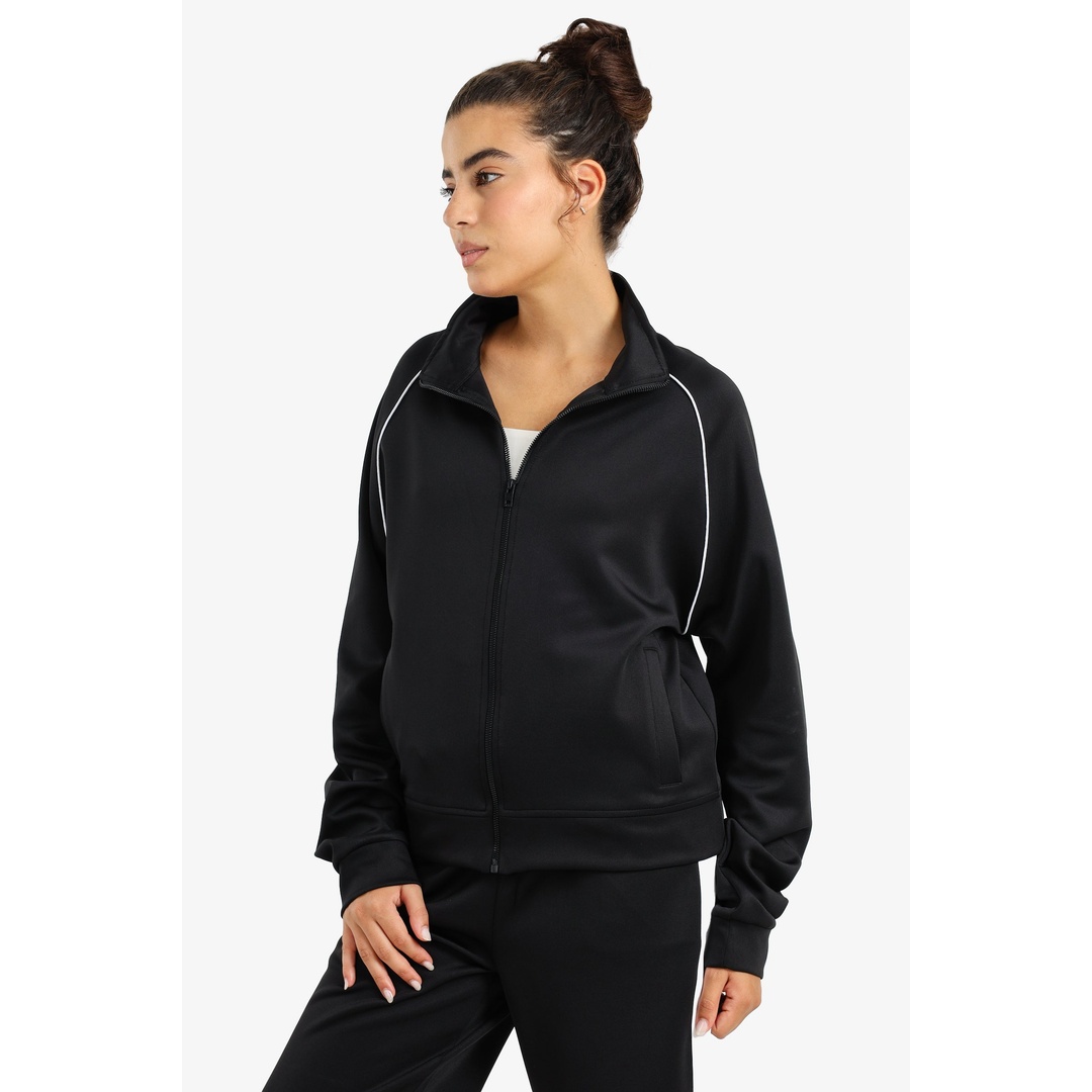 جاكيت استرخاء بسوستة - أسود - 18290