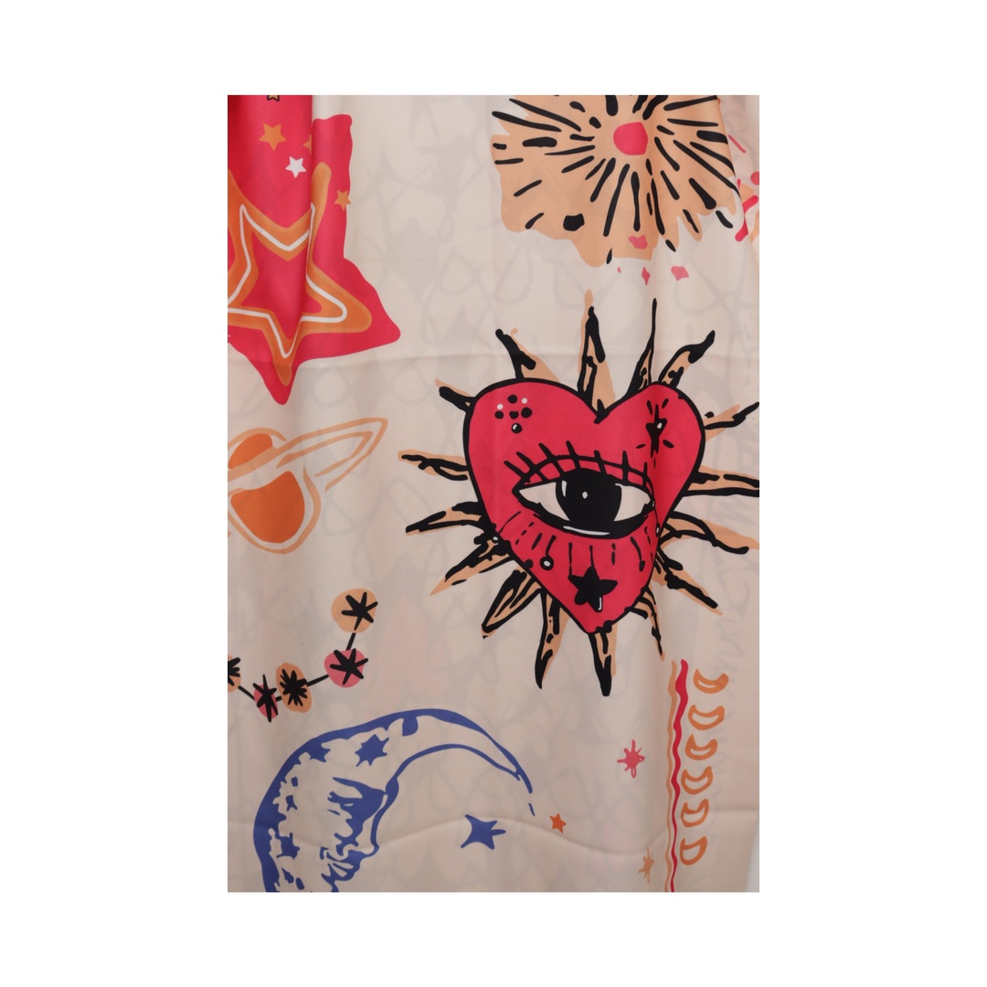 شال مطبوع برسومات - بيج - 18312