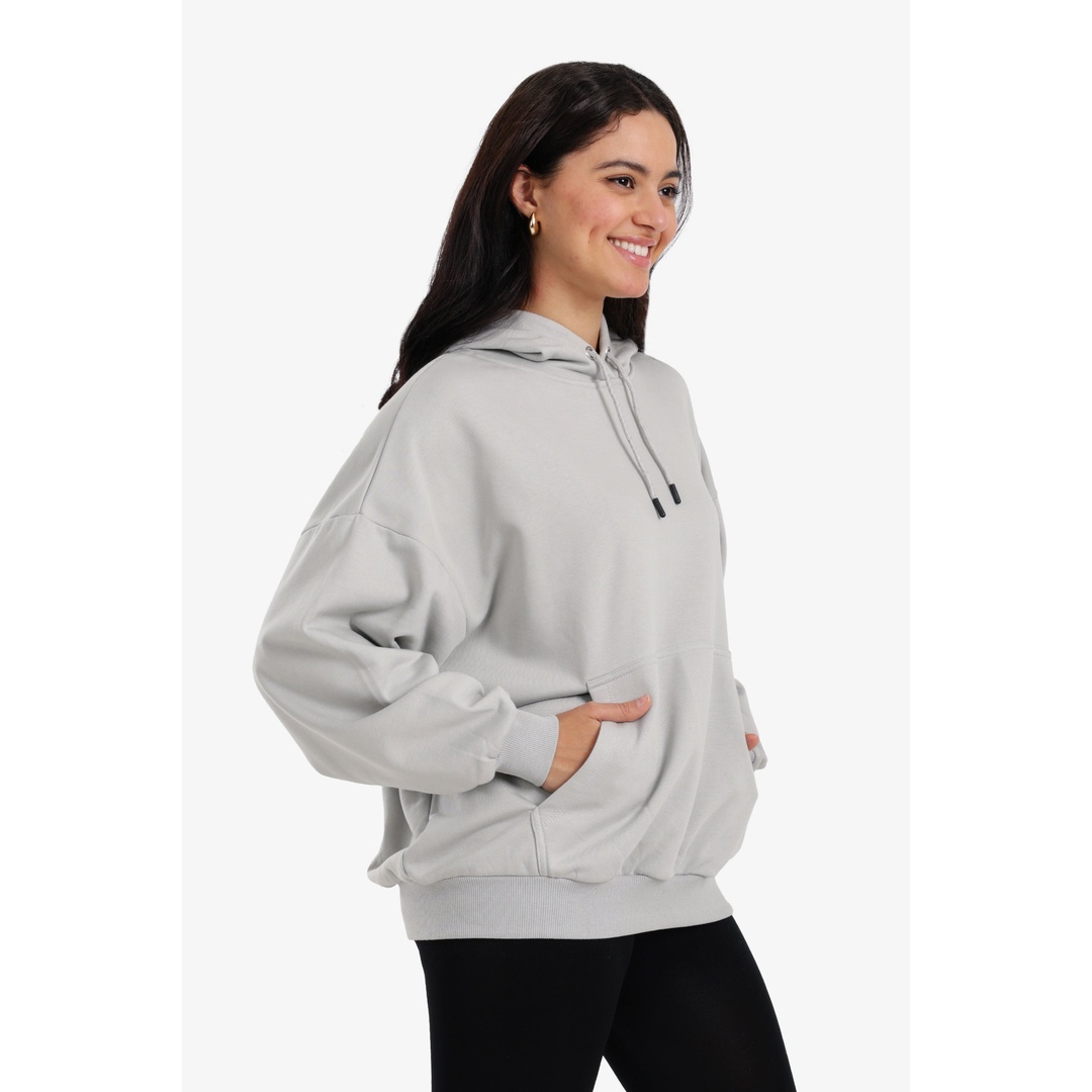 هودي مطبوع عليه شعار الصالة الخلفية - رصاصي - 18355