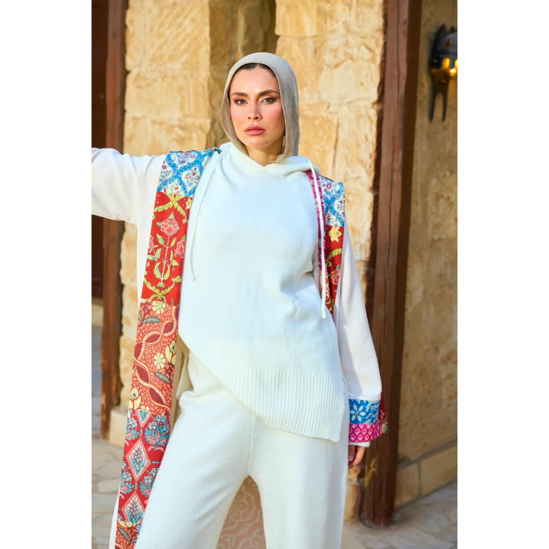 كيمونو بغطاء رأس مرقع حريمي - 18454