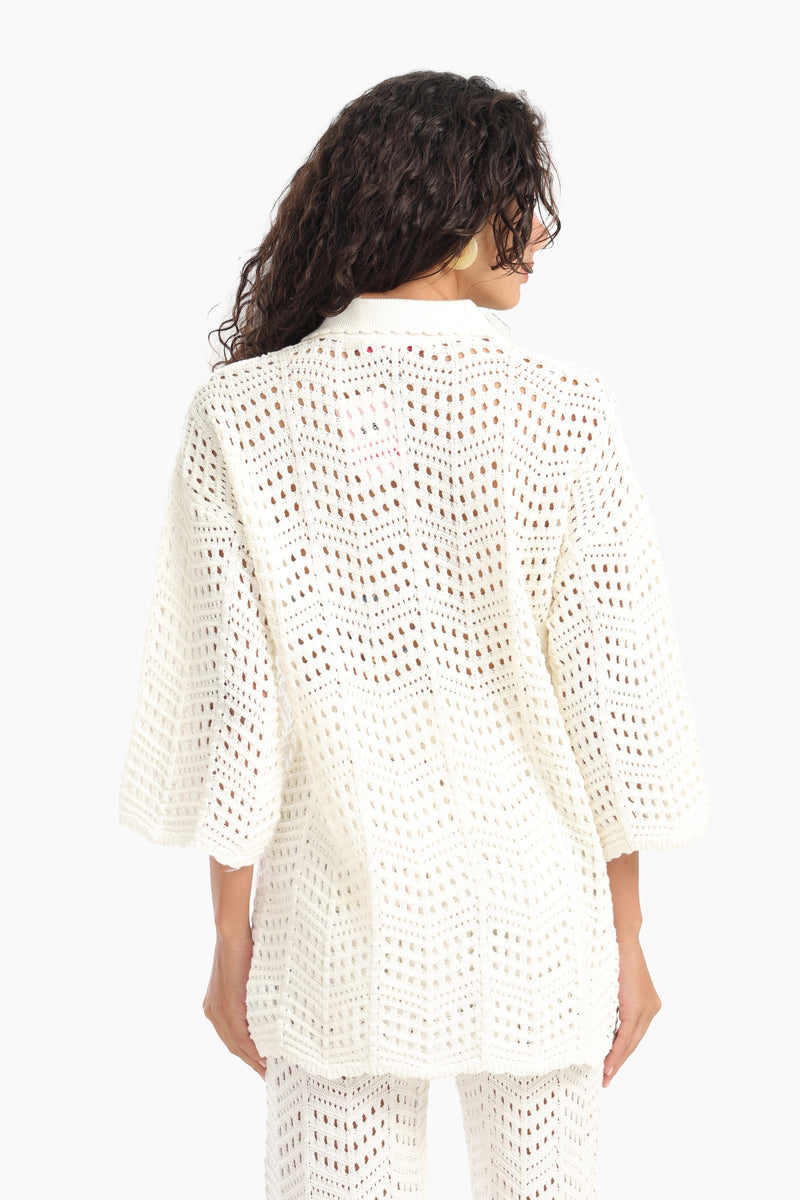 قميص كارينا أنيق بنمط شبكي للشاطئ 56791