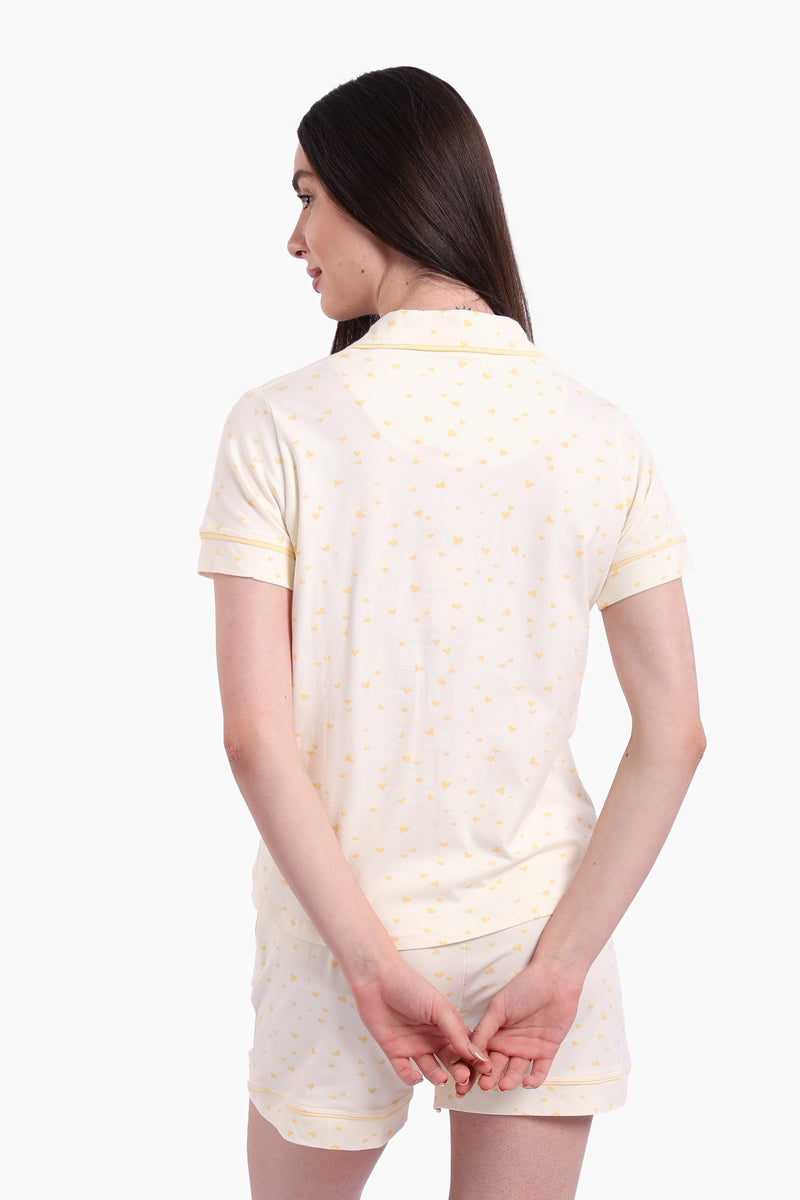طقم بيجامة قطن كارينا بقلوب صفراء 56867