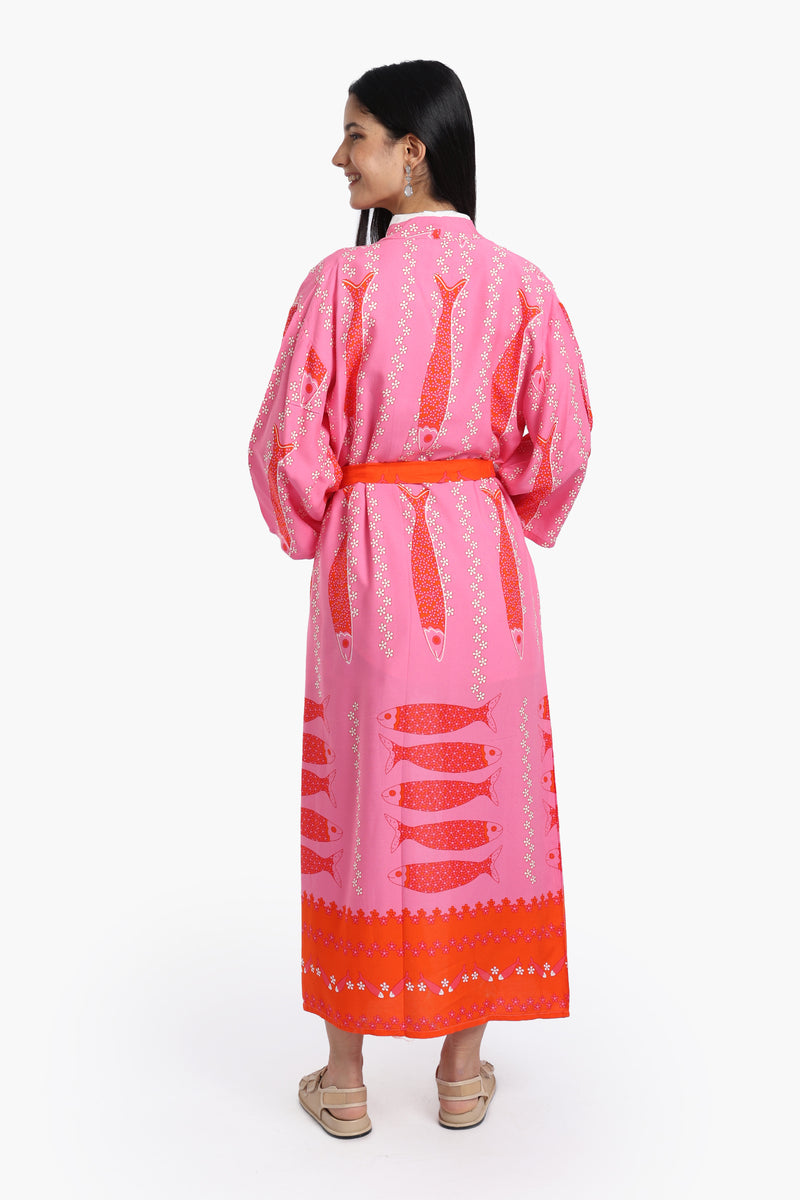 كيمونو كارينا منقوش بتصميم سمك 57072