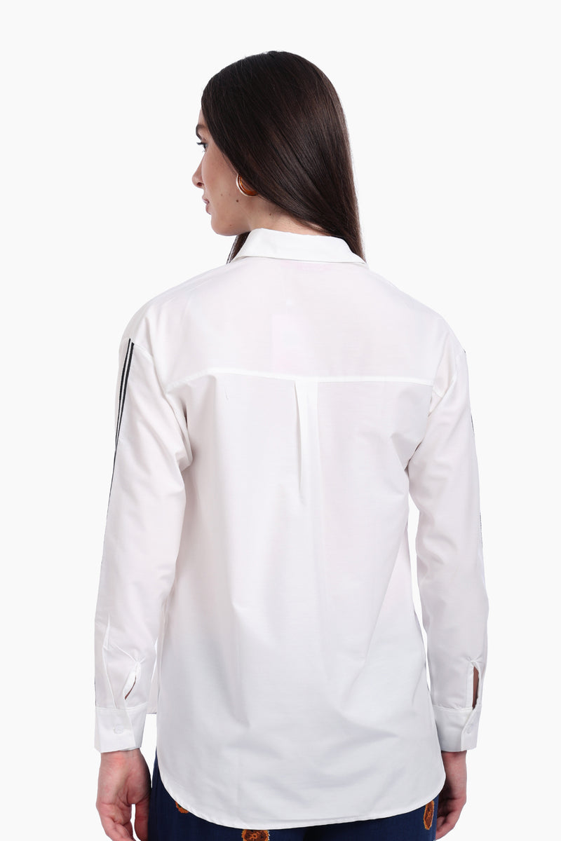 قميص كارينا بأكمام سوداء مخططة - أوف وايت 57301