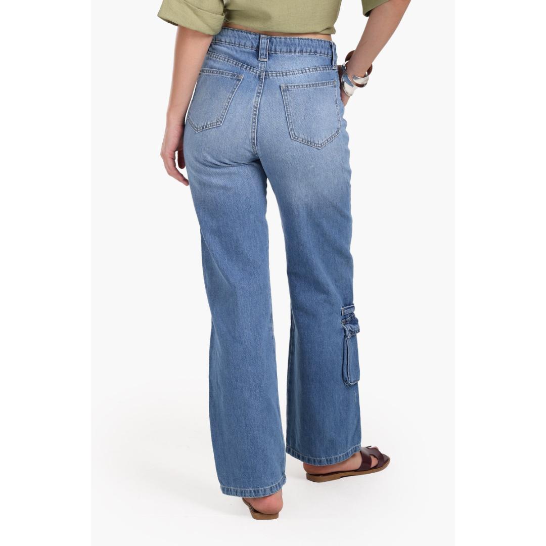 بنطلون جينز كارجو بقصة مستقيمة حريمي - 17811