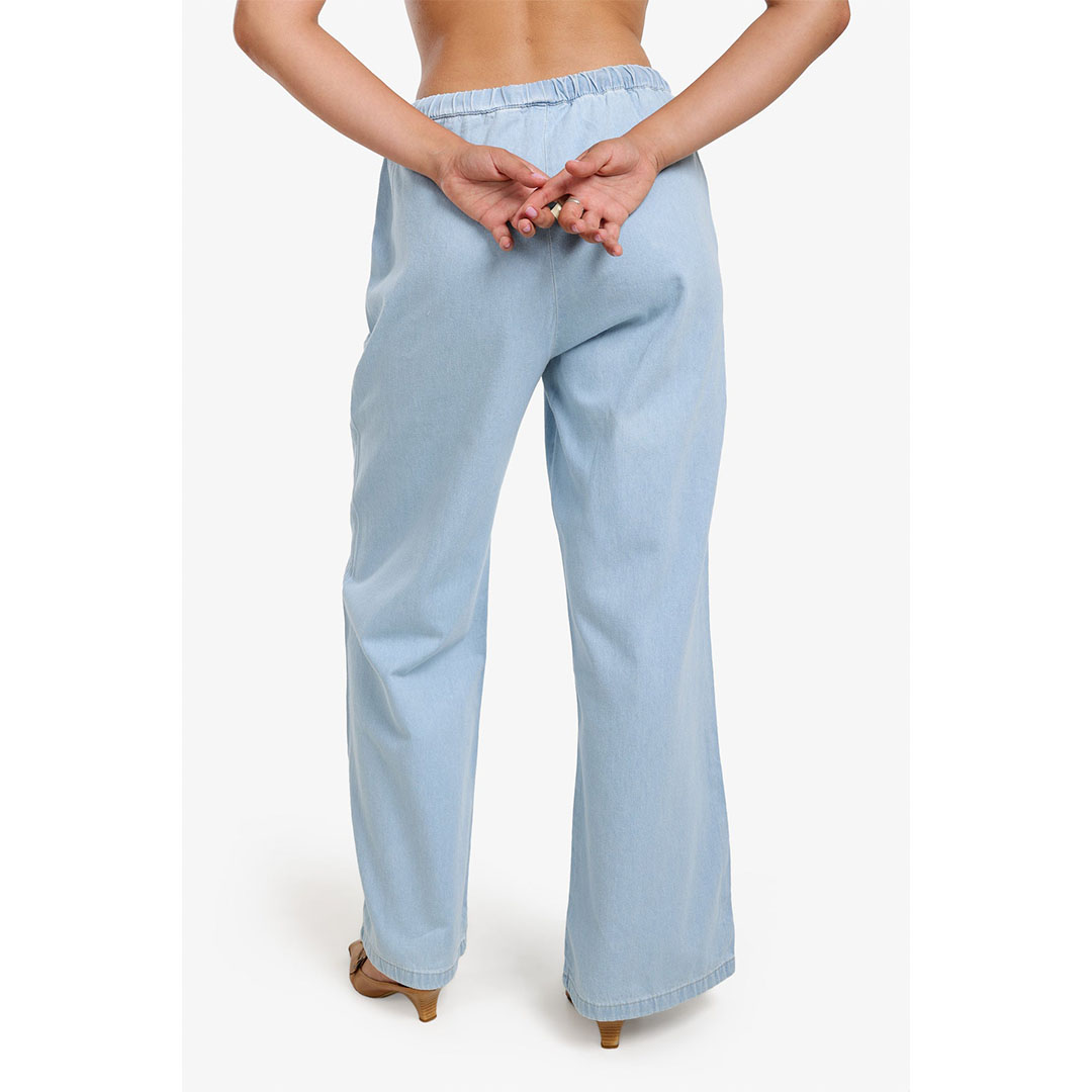 بنطلون جينز مريح واسع حريمي - أزرق فاتح