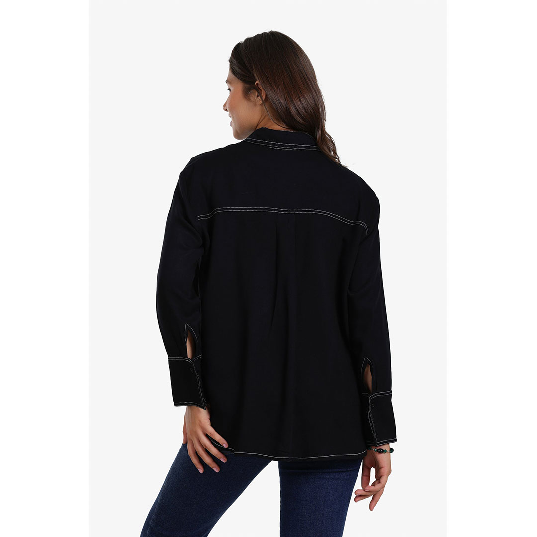 قميص بخياطة متباينة حريمي