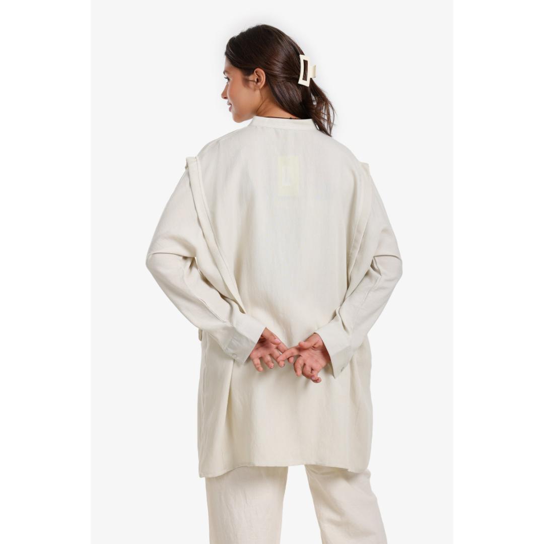 قميص بحافة غير متماثلة حريمي - 18040