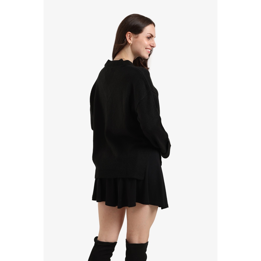 بلوفر صوف بحافة مطوية - 18172