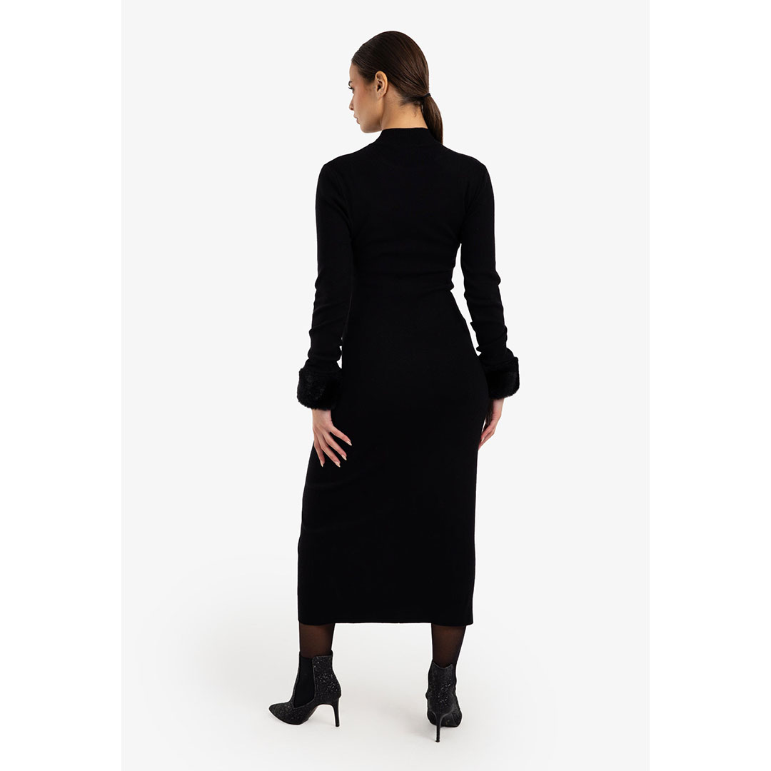 فستان ميدي بأكمام من الفرو حريمي - 18181