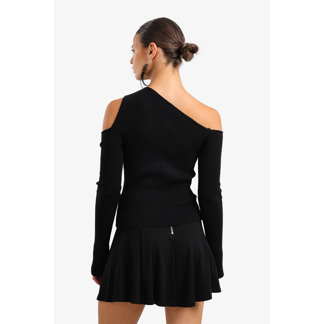 بلوفر صوف مضلعة بفتحات - 18186