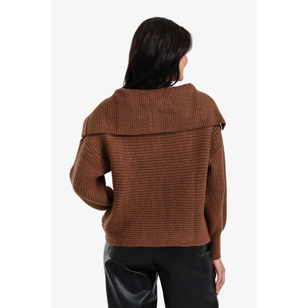 بلوفر صوف مضلعة بأكمام منفوخة - 18236