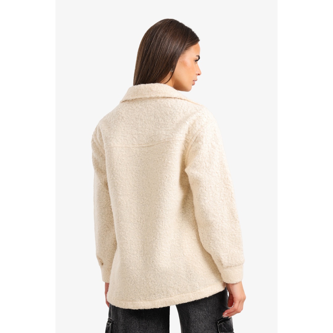 قميص خارجي بجيوب على الصدر - أوف وايت - 18248