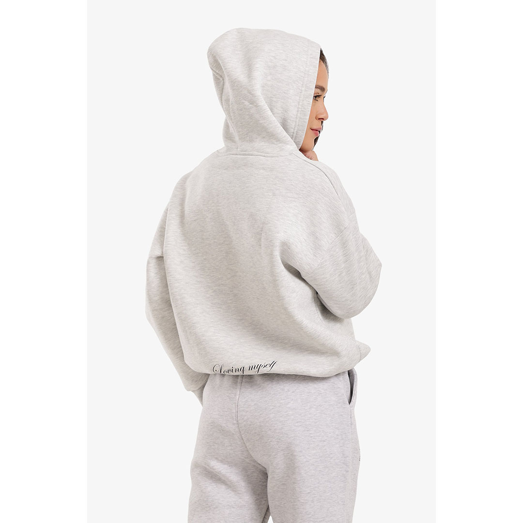 سويت شيرت مريح مطبوع حريمي - رمادي - 18315