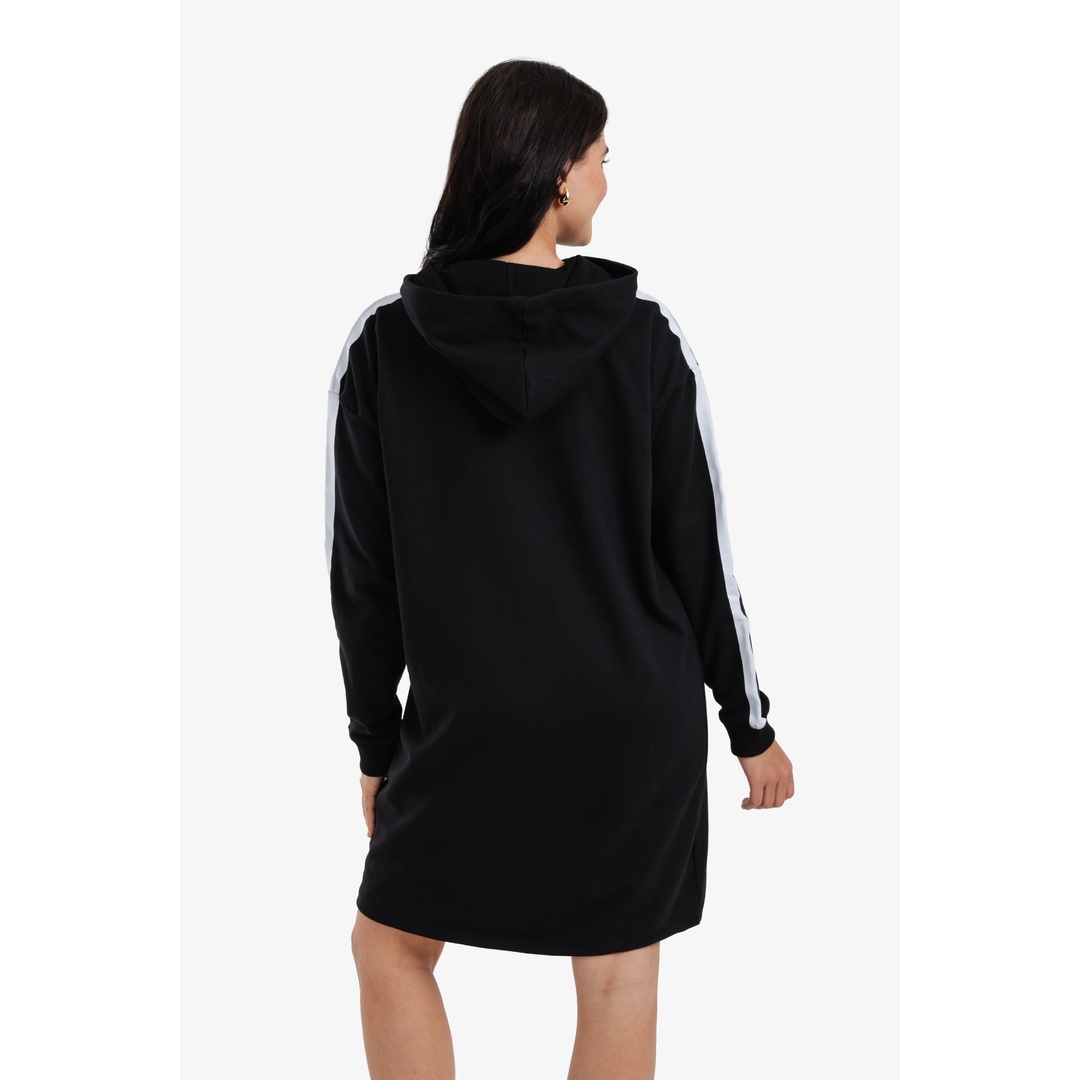 فستان سويت شيرت بغطاء رأس - أسود - 18319