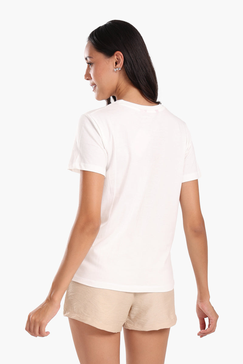 تيشيرت كارينا قطن مطبوع - LOVE - أوف وايت 56518