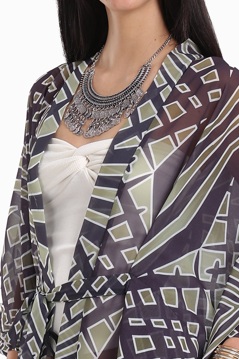 كيمونو شيفون بنمط هندسي من كارينا - متعدد الالوان 56548