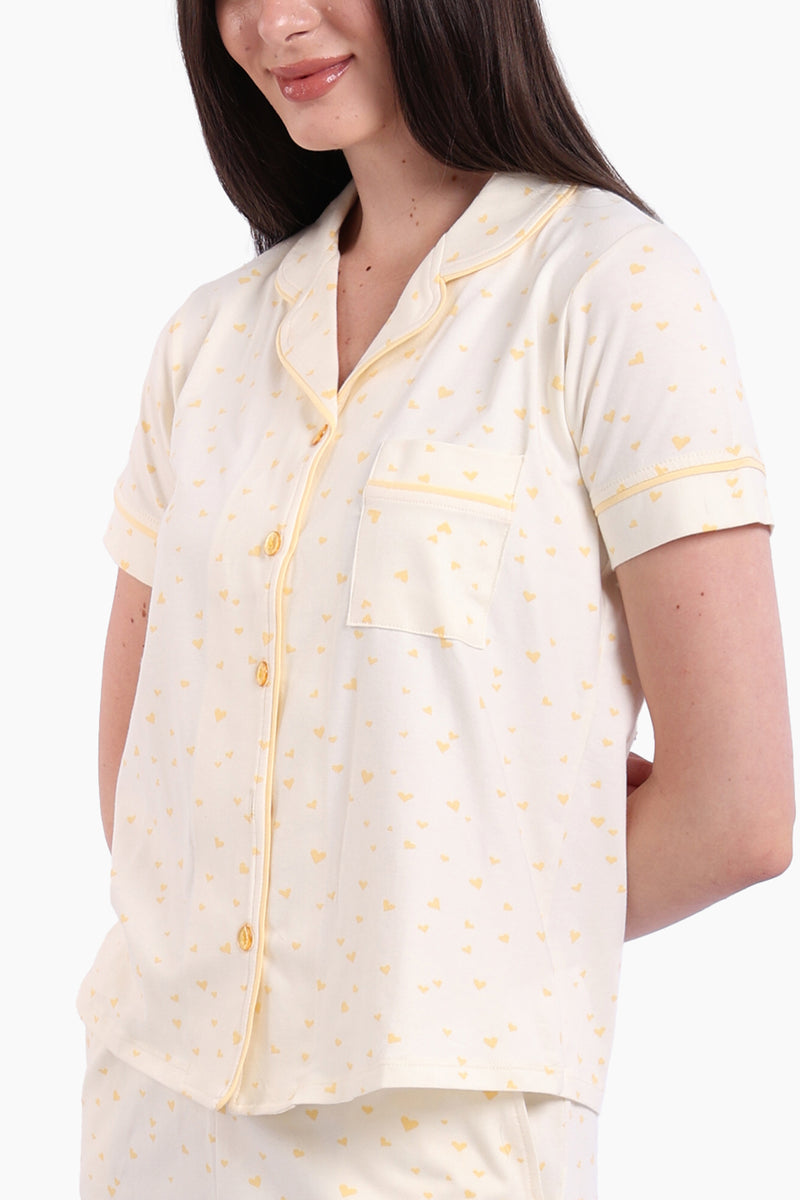 طقم بيجامة قطن كارينا بقلوب صفراء 56867