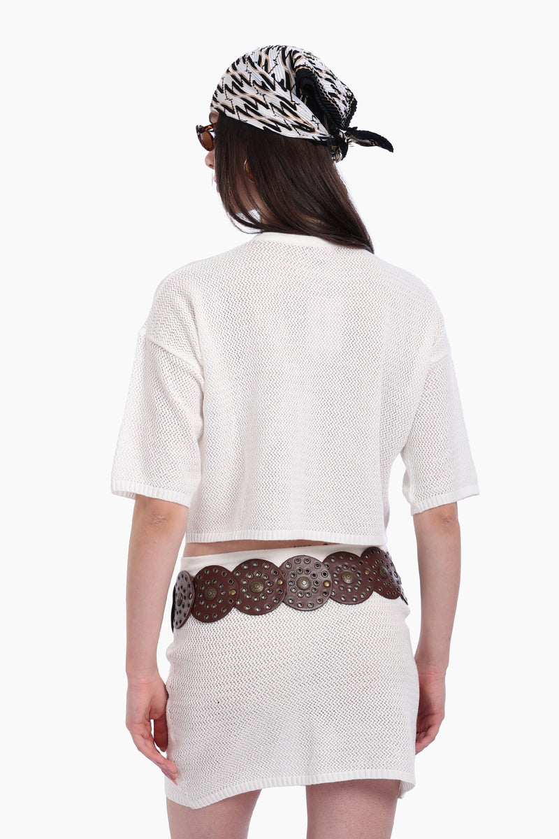 طقم بحر كروشيه كارينا توب قصير وجيبة 57039